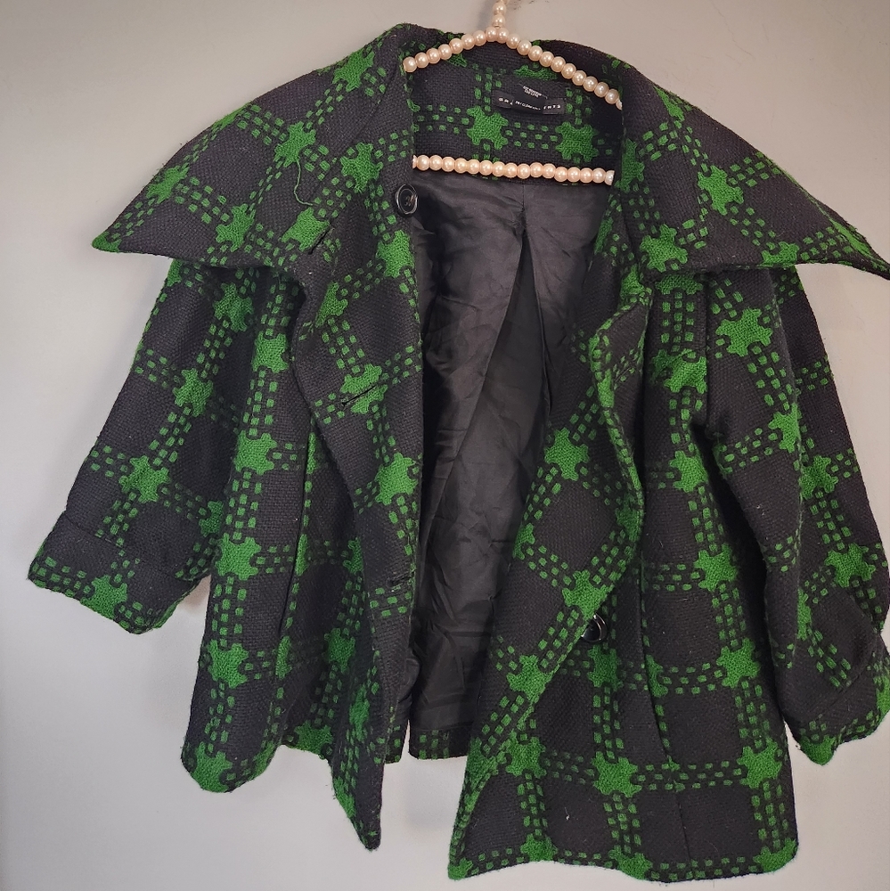 Grace Elements Women Cape Petticoat type Black Green Jacket 4 Vintage - Picture 1 of 3